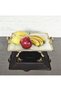 Porcelain Large Plain Square Serving Plate-Presentation Bowl Cast Gold Frame and Small 4 Legs 27cm - 2