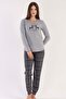 Women's Long Sleeve Gray Pajama Set C0T9N0O403