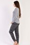 Women's Long Sleeve Gray Pajama Set C0T9N0O403 - 3