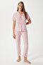 Women's Juliet Ribbon Soft Texture Pink Floral Pajamas Set - 2