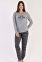 Women's Long Sleeve Gray Pajama Set C0T9N0O403 - 2