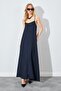 Women's Black U-Neck Casual Modal Dress - 4