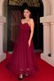 Tulle Fabric Gather Detailed Dress - Bordo - 2