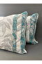 2 Pack Floral Patterned Pillow Case Turquoise 50X70 cm - 3