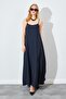 Women's Black U-Neck Casual Modal Dress - 3