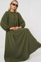 Balloon Sleeve Long Hijab Dress 2464 - Khaki - 2