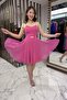 Women's Rope Strap Back Tie Front Window Lined Chiffon Short Flared Dress