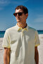 Laporte Men's Textured Fabric Slim Fit Yellow Polo Neck T-Shirt - 3