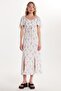 Women's Standard Fit Lacing Detailed Patterned Viscose Slit Dress - 4