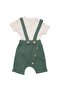 Baby Boy Green Waffle Fabric White T-Shirt Salopette Jumpsuit Set