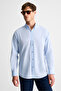 Risto Men's Blue Shirt with Fabric Collar and Cuffs That Minimizes the Need for Ironing after Washing - 3