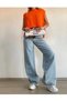 Snow Light Blue Palazzo Jeans Super High Waist Stretchy Wide Leg Women's Pants Summer - 4