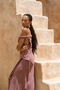 Zimbabwe Long Light Burgundy Linen Dress - 4