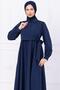 Side Tie Hijab Dress Navy Blue Hm2753 - 7