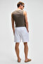 Youri Men's Elastic Waist Back Single Pocket Relaxed Fit White Shorts - 6