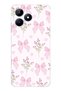 Realme Note 50 Compatible Pink Flower and Bows Clear Silicone Case