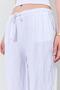 Women's White Waist Rope Tied Linen Side Pocket Wide Leg Pants - 6