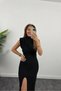 Mzr Collection Women's Ottoman Fabric Gathering Zero Sleeve Stand Collar Padded Sleeveless Pencil Dress - 5