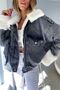 Women's White Furry Denim Black Jeans Coat