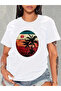 Women's Short Sleeve Palm Printed Viscose T-Shirt - 2