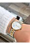 Gold Silver Color Plain Model Roman Numeral Steel Cord Women's Wristwatch + Bracelet - 2