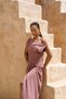 Zimbabwe Long Light Burgundy Linen Dress - 2