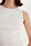 Women's Modal Fabric Slim Fit Slim Fit Crew Neck Plain Basic Ecru Blouse - 3