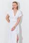 Women's Ecru Double Breasted Collar Skirt Buttoned Modal Dress - 6