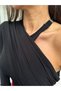 Miss Neşem Women's Single Sleeve Draped Neck Detailed Bodysuit Blouse