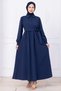 Side Tie Hijab Dress Navy Blue Hm2753