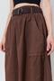 Women's Brown Palaska Belted Gabardine Skirt with Front Pocket - 6