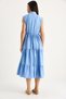Women's Blue Striped Elastic Waist V-Neck Flounced Summer Modal Dress 7009 60283385 - 7
