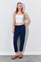Women's Navy Blue (6813) Trousers with Trousers Hem Stitching in Gabardine - 5