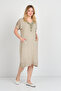 Women's Shoulder Detailed Double Pocket Self Patterned Dress 19E074 Green