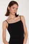 Women's Slim Fit Slim Fit Stretchy U Neck Midi Black Dress - 2