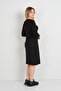 Women's Houndstooth Patterned Crew Neck Long Sleeve Dress 22974 Black - 4