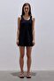 Black Thick Strap Swimsuit with Shorts - 2