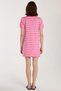 Women's Standard Fit Short Sleeve Zipper Shirt Collar Striped Pink Dress - 5