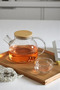 Bamboo Vacuum Lid Heat Resistant Glass Teapot with Strainer (1000 ml) Teapot - 2