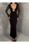 BIG FASHION Sleeve Tulle Double-Way Use (Front-Back) Imported Stretch Fabric Maxi-Length Stylish Dress - 4