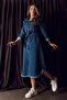 SAGİ Women's Belted Denim Midi Dress