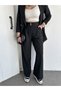 Women's Double Breasted Linen Set with Flap Pockets and Loose Trousers - 4