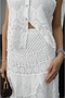 Women's White Embroidered Lace Design Skirt - 6