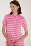 Women's Standard Fit Short Sleeve Zipper Shirt Collar Striped Pink Dress - 2