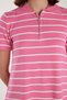 Women's Standard Fit Short Sleeve Zipper Shirt Collar Striped Pink Dress - 3