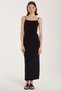 Women's Slim Fit Slim Fit Stretchy U Neck Midi Black Dress