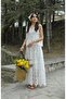 Women's White Embroidered Lace Design Skirt - 4