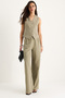 Women's Mint Green High Waist Pants and Vest Top-Down Set 9257 60281047