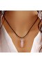 Natural Pandul Cut Stone Necklace with Rope Chain Bbk42 - 5