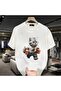 Fun Cat & Brick Printed Cotton T-Shirt for Men - Casual Round Neck, Short Sleeve